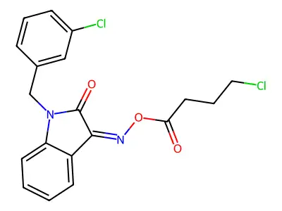 [[1-[(3-Chlorophenyl)methyl]-2-oxoindol-3-ylidene]amino] 4-chlorobutanoate structure