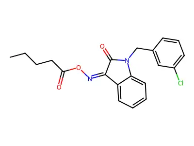 [[1-[(3-Chlorophenyl)methyl]-2-oxoindol-3-ylidene]amino] pentanoate structure