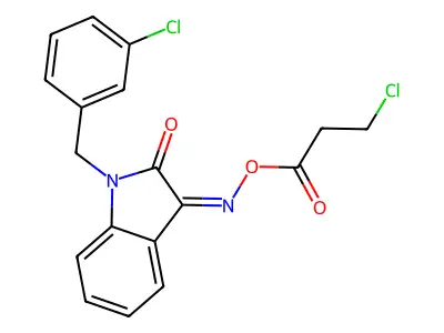 [[1-[(3-Chlorophenyl)methyl]-2-oxoindol-3-ylidene]amino] 3-chloropropanoate structure