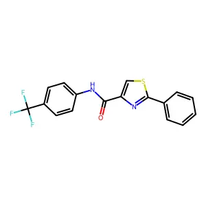 2-phenyl-N-[4-(trifluoromethyl)phenyl]-1,3-thiazole-4-carboxamide structure