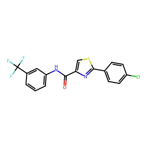 2-(4-chlorophenyl)-N-[3-(trifluoromethyl)phenyl]-1,3-thiazole-4-carboxamide structure