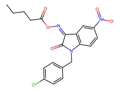 [[1-[(4-Chlorophenyl)methyl]-5-nitro-2-oxoindol-3-ylidene]amino] pentanoate structure