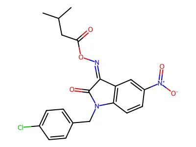 [[1-[(4-chlorophenyl)methyl]-5-nitro-2-oxoindol-3-ylidene]amino] 3-methylbutanoate structure
