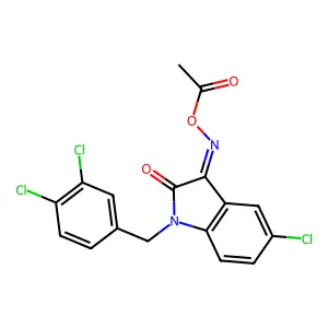 1H-Indole-2,3-dione, 5-chloro-1-[(3,4-dichlorophenyl)methyl]-, 3-(O-acetyloxime) structure