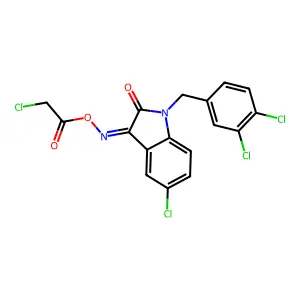 [[5-chloro-1-[(3,4-dichlorophenyl)methyl]-2-oxoindol-3-ylidene]amino] 2-chloroacetate structure