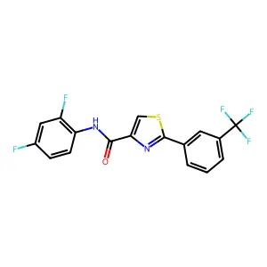 N-(2,4-difluorophenyl)-2-[3-(trifluoromethyl)phenyl]-1,3-thiazole-4-carboxamide structure