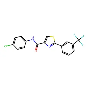 N-(4-chlorophenyl)-2-[3-(trifluoromethyl)phenyl]-1,3-thiazole-4-carboxamide structure
