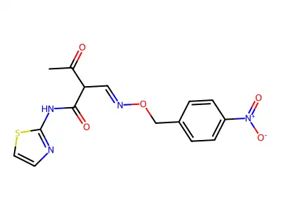 2-({[(4-Nitrophenyl)methoxy]imino}methyl)-3-oxo-N-(1,3-thiazol-2-YL)butanamide structure