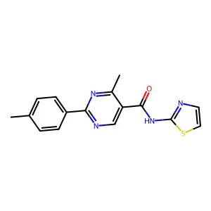 4-methyl-2-(4-methylphenyl)-N-(1,3-thiazol-2-yl)pyrimidine-5-carboxamide structure