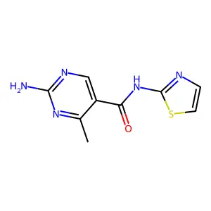 2-amino-4-methyl-N-(1,3-thiazol-2-yl)-5-pyrimidinecarboxamide structure