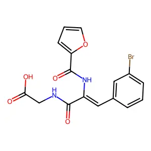 n-[3-(3-Bromophenyl)-2-(2-furoylamino)acryloyl]glycine structure
