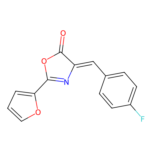 (4Z)-4-[(4-Fluorophenyl)methylidene]-2-(furan-2-yl)-4,5-dihydro-1,3-oxazol-5-one structure