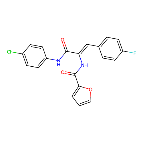 N-(4-Chlorophenyl)-3-(4-fluorophenyl)-2-(furan-2-ylformamido)prop-2-enamide structure
