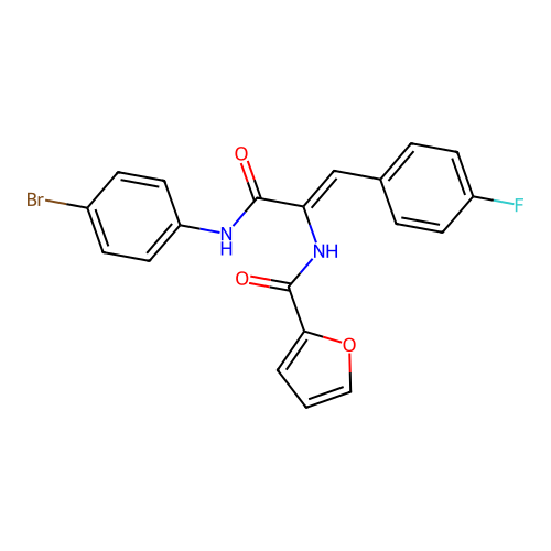 (2Z)-N-(4-Bromophenyl)-3-(4-fluorophenyl)-2-(furan-2-ylformamido)prop-2-enamide structure