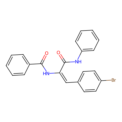 (2E)-3-(4-bromophenyl)-N-phenyl-2-(phenylcarbonylamino)prop-2-enamide structure
