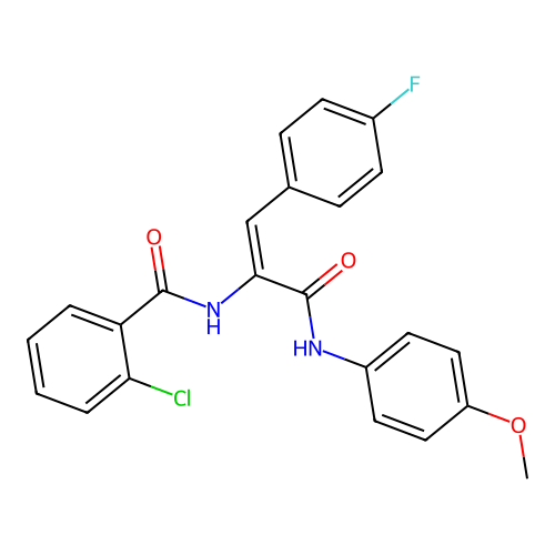 2-[(2-Chlorophenyl)formamido]-3-(4-fluorophenyl)-N-(4-methoxyphenyl)prop-2-enamide structure