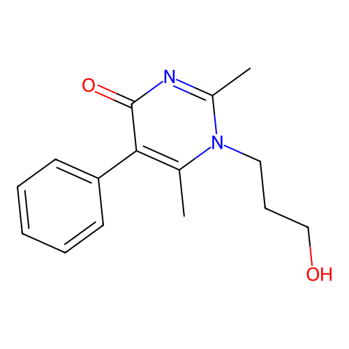 1-(3-hydroxypropyl)-2,6-dimethyl-5-phenylpyrimidin-4(1H)-one structure