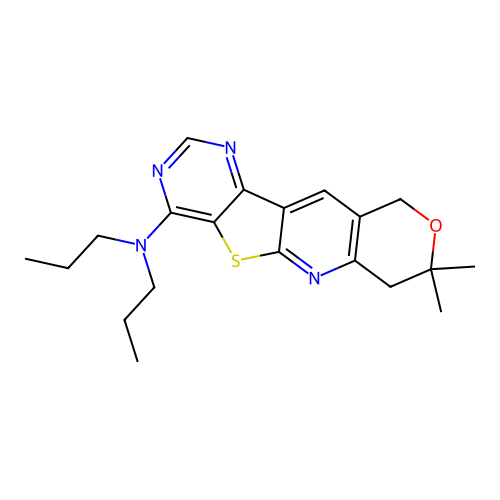 8,8-dimethyl-N,N-dipropyl-7,10-dihydro-8H-pyrano[3'',4'':5',6']pyrido[3',2':4,5]thieno[3,2-d]pyrimidin-4-amine structure