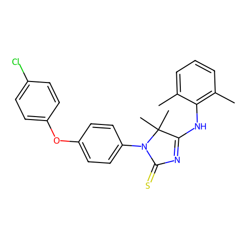 1-[4-(4-chlorophenoxy)phenyl]-4-(2,6-dimethylanilino)-5,5-dimethylimidazole-2-thione structure