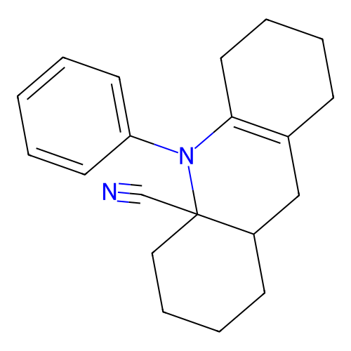 10-phenyl-1,3,4,5,6,7,8,9,9a,10-decahydroacridine-4a(2H)-carbonitrile structure