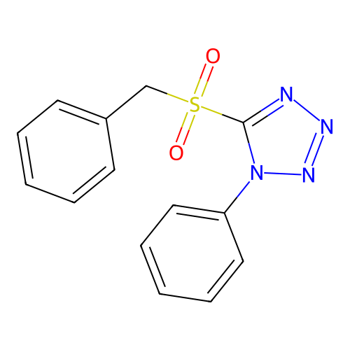 1-phenyl-5-phenylmethanesulfonyl-1H-1,2,3,4-tetrazole structure