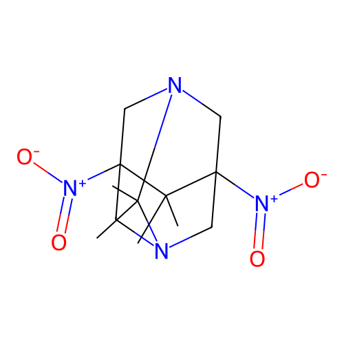 2,2,6,6-Tetramethyl-5,7-dinitro-1,3-diazatricyclo[3.3.1.1~3,7~]decane structure