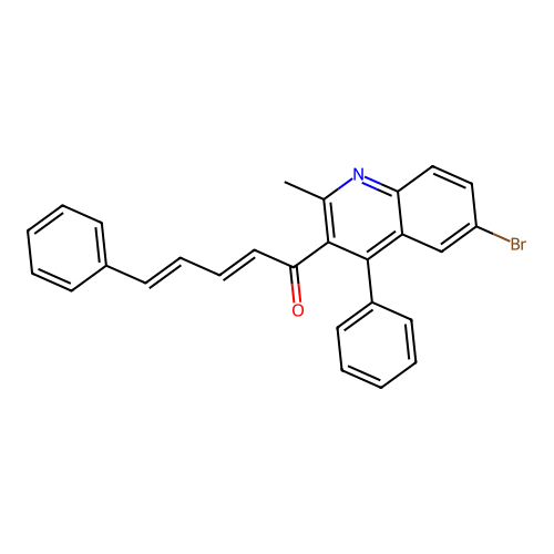 (2E,4E)-1-(6-bromo-2-methyl-4-phenylquinolin-3-yl)-5-phenylpenta-2,4-dien-1-one structure