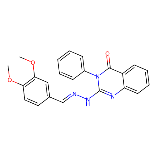 (E)-2-(2-(3,4-dimethoxybenzylidene)hydrazinyl)-3-phenylquinazolin-4(3H)-one structure