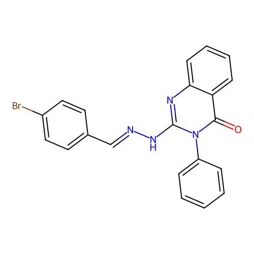 (E)-2-(2-(4-bromobenzylidene)hydrazinyl)-3-phenylquinazolin-4(3H)-one structure