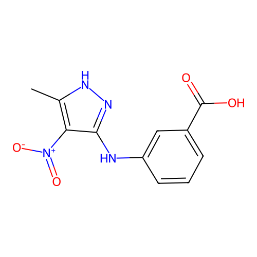 3-[(5-methyl-4-nitro-1H-pyrazol-3-yl)amino]benzoic acid structure