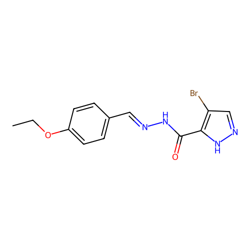 4-bromo-N-[(4-ethoxyphenyl)methylideneamino]-1H-pyrazole-5-carboxamide structure