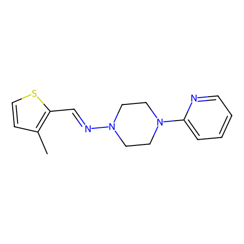 N-[(E)-(3-methylthiophen-2-yl)methylidene]-4-(pyridin-2-yl)piperazin-1-amine structure