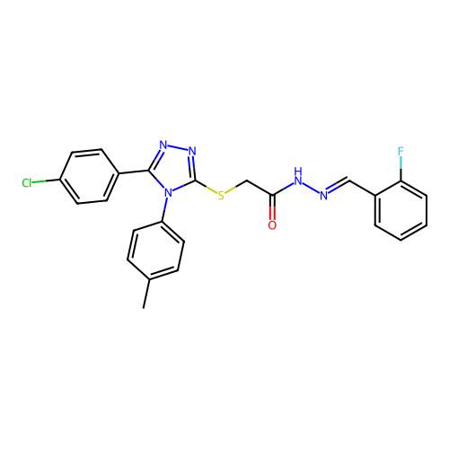 2-{[5-(4-chlorophenyl)-4-(4-methylphenyl)-4H-1,2,4-triazol-3-yl]sulfanyl}-N'-[(E)-(2-fluorophenyl)methylidene]acetohydrazide structure