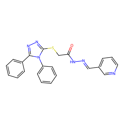 2-[(4,5-diphenyl-1,2,4-triazol-3-yl)sulfanyl]-N-[(E)-pyridin-3-ylmethylideneamino]acetamide structure