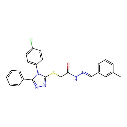 2-{[4-(4-chlorophenyl)-5-phenyl-4H-1,2,4-triazol-3-yl]sulfanyl}-N'-[(E)-(3-methylphenyl)methylidene]acetohydrazide structure