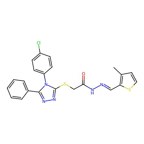 2-{[4-(4-chlorophenyl)-5-phenyl-4H-1,2,4-triazol-3-yl]sulfanyl}-N'-[(E)-(3-methylthiophen-2-yl)methylidene]acetohydrazide structure
