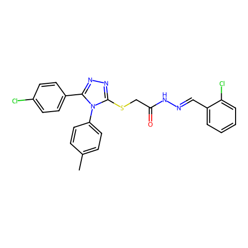 N'-[(E)-(2-chlorophenyl)methylidene]-2-{[5-(4-chlorophenyl)-4-(4-methylphenyl)-4H-1,2,4-triazol-3-yl]sulfanyl}acetohydrazide structure