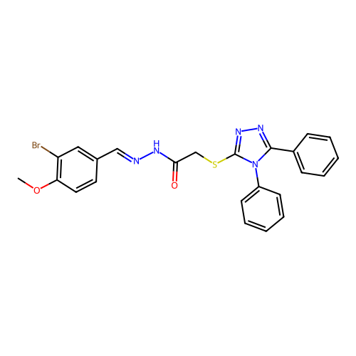 N'-[(E)-(3-bromo-4-methoxyphenyl)methylidene]-2-[(4,5-diphenyl-4H-1,2,4-triazol-3-yl)sulfanyl]acetohydrazide structure
