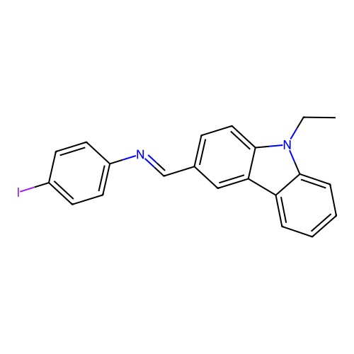 N-[(E)-(9-ethyl-9H-carbazol-3-yl)methylidene]-4-iodoaniline structure