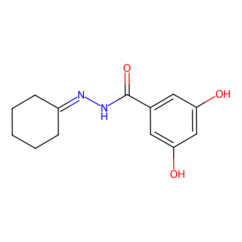 N'-cyclohexylidene-3,5-dihydroxybenzohydrazide structure