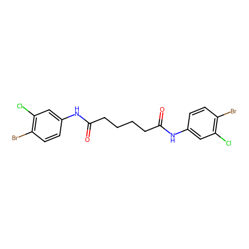 N,N'-bis(4-bromo-3-chlorophenyl)hexanediamide structure