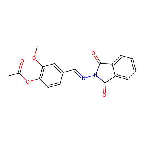 [4-[(E)-(1,3-dioxoisoindol-2-yl)iminomethyl]-2-methoxyphenyl] acetate structure