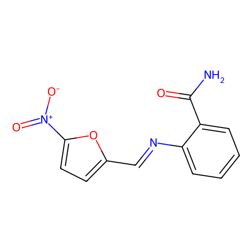 2-[(5-硝基呋喃-2-基)亚甲基氨基]苯甲酰胺 structure