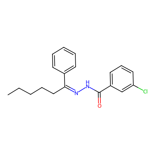 3-chloro-N-(1-phenylhexylideneamino)benzamide structure