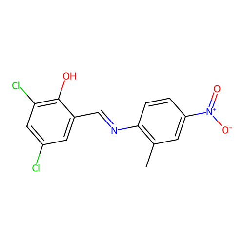 2,4-Dichloro-6-{[(2-methyl-4-nitrophenyl)imino]methyl}phenol structure