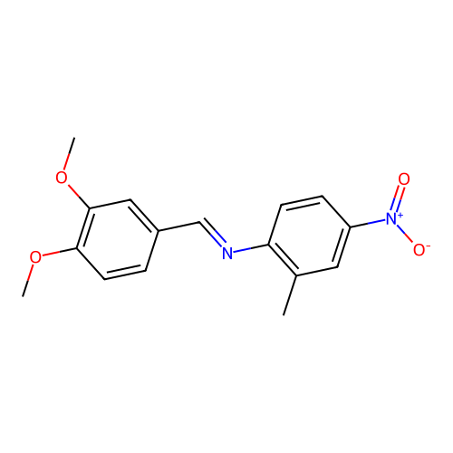 N-[(E)-(3,4-dimethoxyphenyl)methylidene]-2-methyl-4-nitroaniline structure