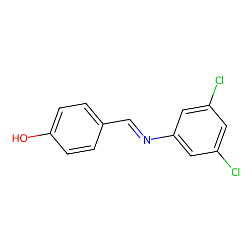4-{(E)-[(3,5-dichlorophenyl)imino]methyl}phenol structure