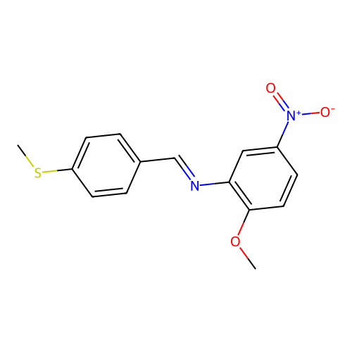 2-methoxy-N-{(E)-[4-(methylsulfanyl)phenyl]methylidene}-5-nitroaniline structure