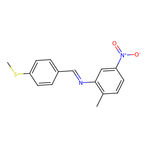 Benzenamine, 2-methyl-5-nitro-N-(4-methylthiobenzylidene)- structure
