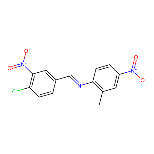 N-[(E)-(4-chloro-3-nitrophenyl)methylidene]-2-methyl-4-nitroaniline structure